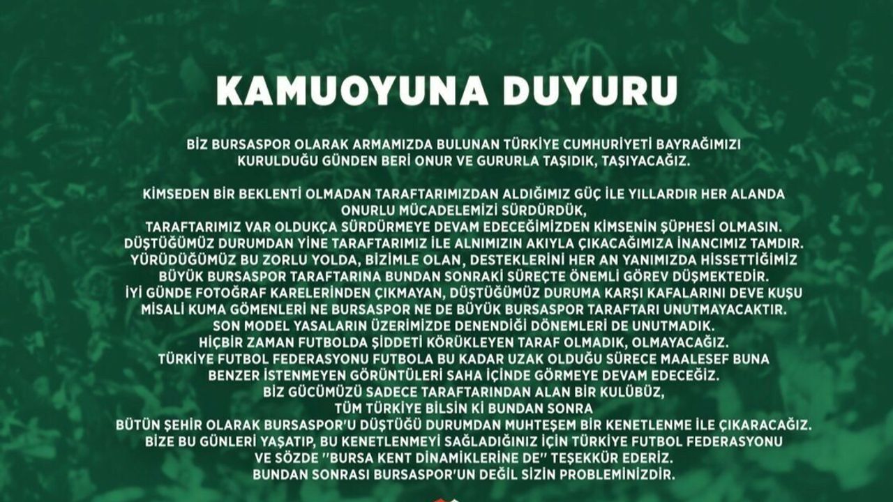 Bursaspor: Bursasporu düştüğü durumdan muhteşem bir kenetlenme ile çıkaracağız