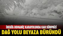 İnegöl-Domaniç Karayolunda Kar Sürprizi! Dağ Yolu Beyaza Büründü
