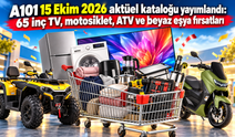 A101 15 Ekim 2026 aktüel kataloğu yayımlandı: 65 inç TV, motosiklet, ATV ve beyaz eşya fırsatları