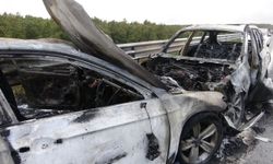 Kuzey Marmara Otoyolu'nda Zincirleme Kaza: 2 Otomobil Alev Aldı