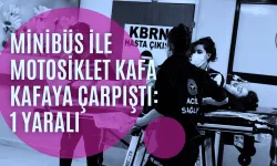 Minibüs ile motosiklet kafa kafaya çarpıştı: 1 yaralı