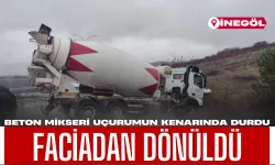 İnegöl'de Beton Mikseri Uçurumun Kenarında Durdu: Faciadan Dönüldü