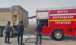 İnegöl’de Kamyon Lastik Yangını Paniğe Yol Açtı