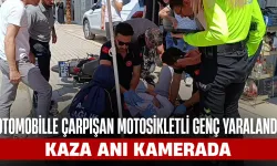 İnegöl'de Otomobille Çarpışan Motosikletli Genç Yaralandı, Kaza Kamerada