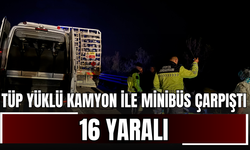 Tüp Yüklü Kamyon ile Minibüs Çarpıştı, 16 Yaralı