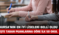 Bursa'nın En İyi Liseleri Belli Oldu: İşte Taban Puanlarına Göre İlk 50 Okul
