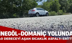 İnegöl-Domaniç Yolunda 40 Dereceyi Aşan Sıcaklık Asfaltı Eritti