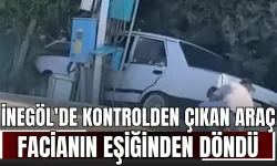 İnegöl'de kontrolden çıkan araç facianın eşiğinden döndü
