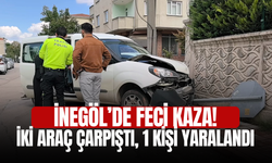İnegöl’de feci kaza! iki araç çarpıştı, 1 kişi yaralandı