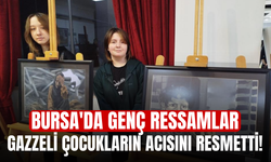 Bursa'da genç ressamlar Gazzeli çocukların acısını resmetti!