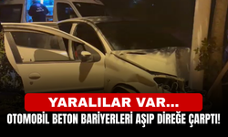 Bursa'da otomobil beton bariyerleri aşıp direğe çarptı! Yaralılar var