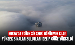 Bursa’da Yoğun Sis Şehri Görünmez Kıldı! Yüksek Binalar Bulutları Delip Göğe Yükseldi