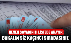 Hemen soyadınızı listede arayın! Bakalım Siz Kaçıncı Sıradasınız