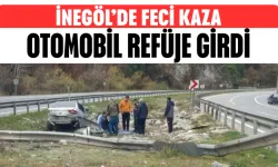 İnegöl’de otomobil refüje girdi: 2 yaralı