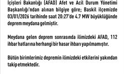 Elazığ Valiliği: 4.7 büyüklüğündeki deprem sonrası hasar ihbarı yok