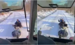 Bursa’da çocuklar kar yağışını lastikle kayarak değerlendirdi