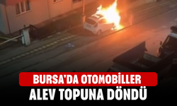 Bursa'da otomobiller alev topuna döndü