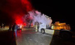 Cizre’de seyir halindeki Tır alevlere teslim oldu