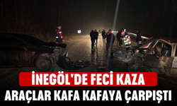 İnegöl'de Feci Kaza! Araçlar kafa kafaya çarpıştı