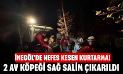 İnegöl’de nefes kesen kurtarma! 2 av köpeği sağ salim çıkarıldı