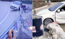 Uludağ yolunda kontrolden çıkan araç bariyerlere çarptı