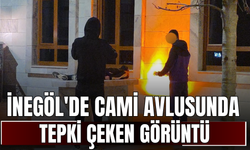 İnegöl'de Cami Avlusunda Tepki Çeken Görüntü