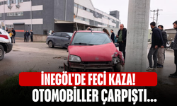 İnegöl'de feci kaza! Otomobiller çarpıştı...