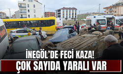 İnegöl’de Feci Kaza! Takla Atan Otomobil Park Halindeki Araçlara Çarptı, Çok Sayıda Yaralı Var
