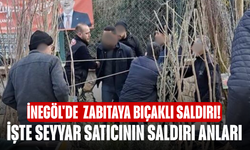 İnegöl'de  zabıtaya bıçaklı saldırı! İşte seyyar satıcının saldırı anları