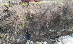 İnegöl’de dere yatağına düşen köpek itfaiye ekiplerince kurtarıldı