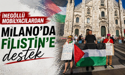 İnegöllü mobilyacılardan Milano’da Filistin’e destek