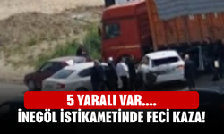 İnegöl istikametinde feci kaza! 5 yaralı var....