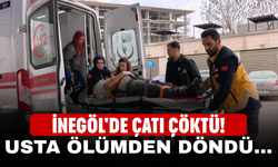 İnegöl'de çatı çöktü! Usta Ölümden Döndü