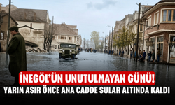 İnegöl’ün Unutulmayan Günü! Yarım Asır Önce Ana Cadde Sular Altında Kaldı