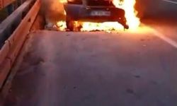 Bursa otobanından seyir halindeki cip alev alev yandı!