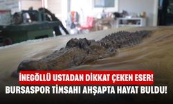 Bursaspor timsahı ahşapta hayat buldu! İnegöllü ustadan dikkat çeken eser