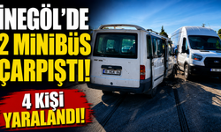 İnegöl'de 2 minibüs çarpıştı! 4 kişi yaralandı...