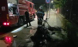 İnegöl’de Benzin Konulan Motosiklet Alev Aldı