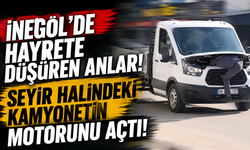 İnegöl'de hayrete düşüren anlar! Seyir halindeki kamyonetin motorunu açtı...