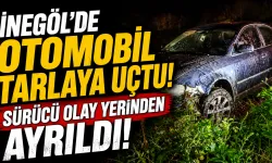 İnegöl’de Otomobil Tarlaya Uçtu, Sürücü Olay Yerinden Ayrıldı