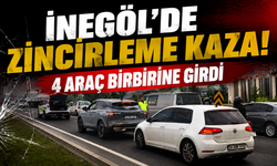 İnegöl'de Zincirleme Kaza! 4 Araç Birbirine Girdi