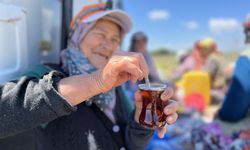 Bursa'da tarlada yoruluyorlar odun ateşinde matarada çayla dinleniyorlar!