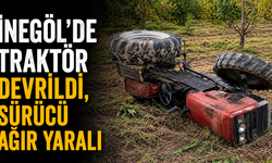 İnegöl'de traktör devrildi, sürücü ağır yaralı