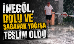 İnegöl, dolu ve sağanak yağışa teslim oldu