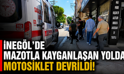 İnegöl’de Mazotla Kayganlaşan Yolda Motosiklet Devrildi!