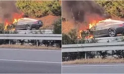 Bursa’da seyir halindeki lüks otomobil alevlere teslim oldu