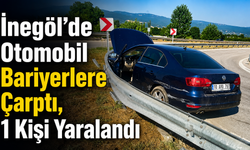 İnegöl’de Otomobil Bariyerlere Çarptı, 1 Kişi Yaralandı