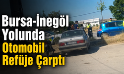 Bursa-İnegöl Yolunda Otomobil Refüje Çarptı