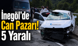 İnegöl’de otomobil köprü bariyerlerine çarptı: 5 kişi yaralandı