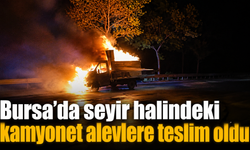 Bursa’da seyir halindeki kamyonet alevlere teslim oldu